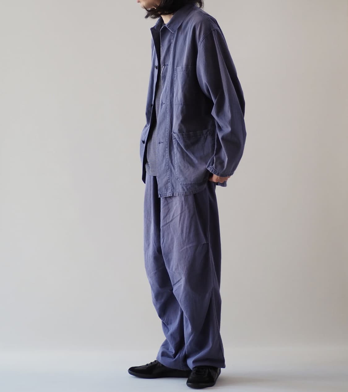 [2]코모리 COMOLI 24SS 드릴 워크 자켓 페이드 블루 상품이미지2