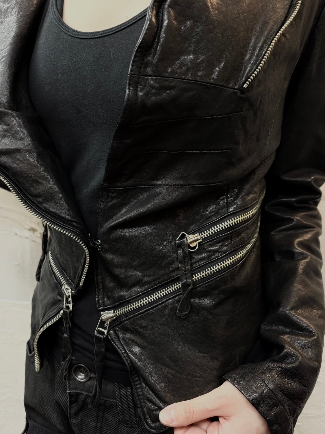zipper detail sheepskin jacket 상품이미지4