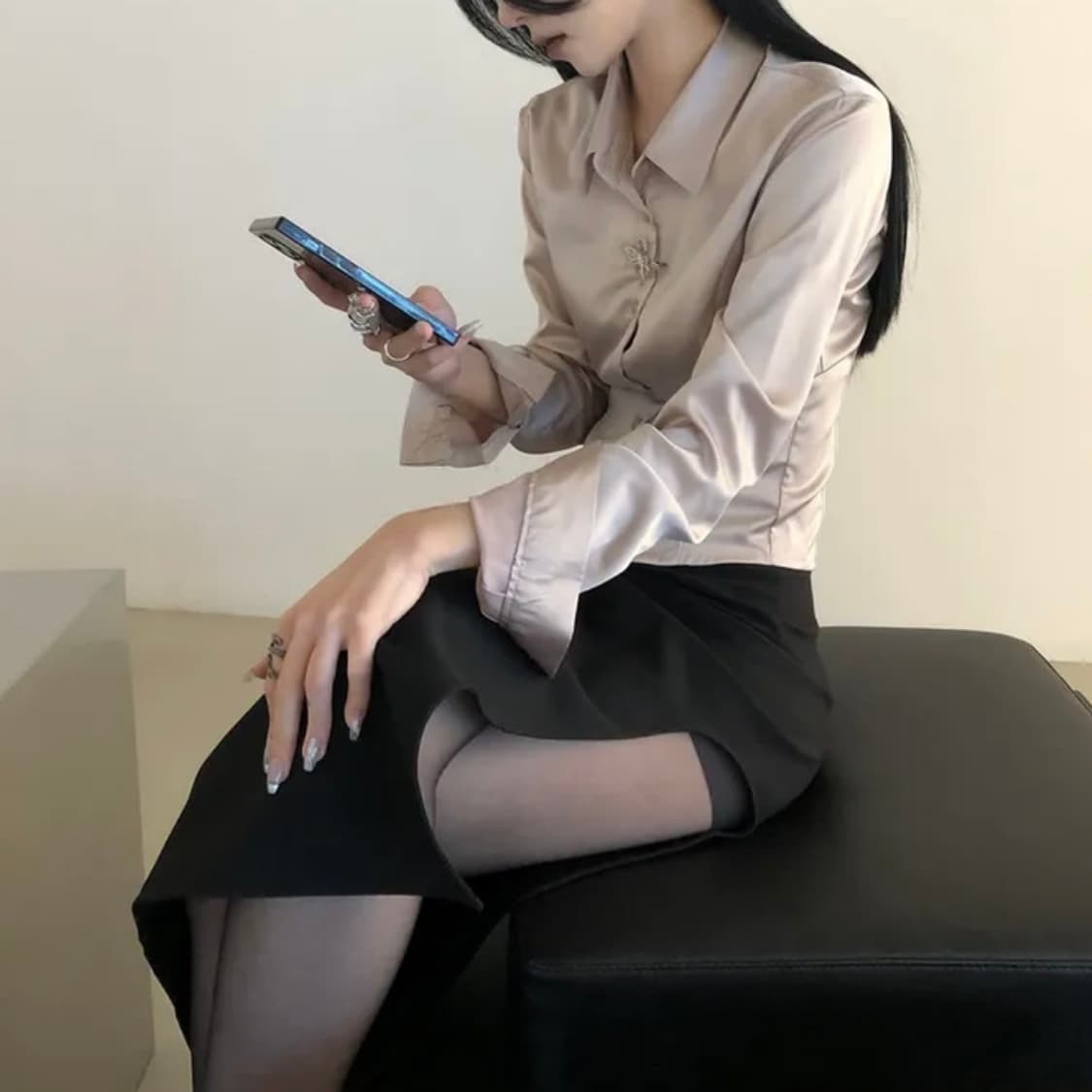 새틴 블라우스 셔츠 상품이미지1