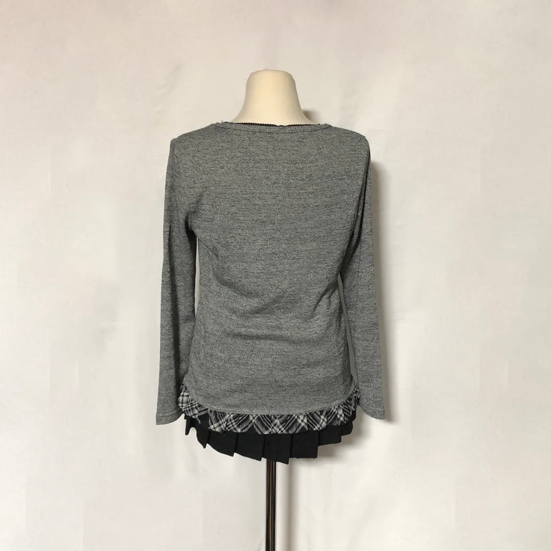 체크 로걀 블라우스 탑  그레이 상품이미지7