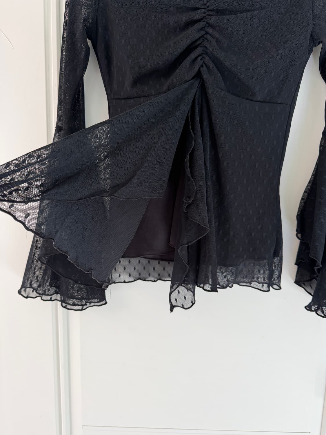 일본빈티지 블랙 시스루 블라우스 상품이미지7