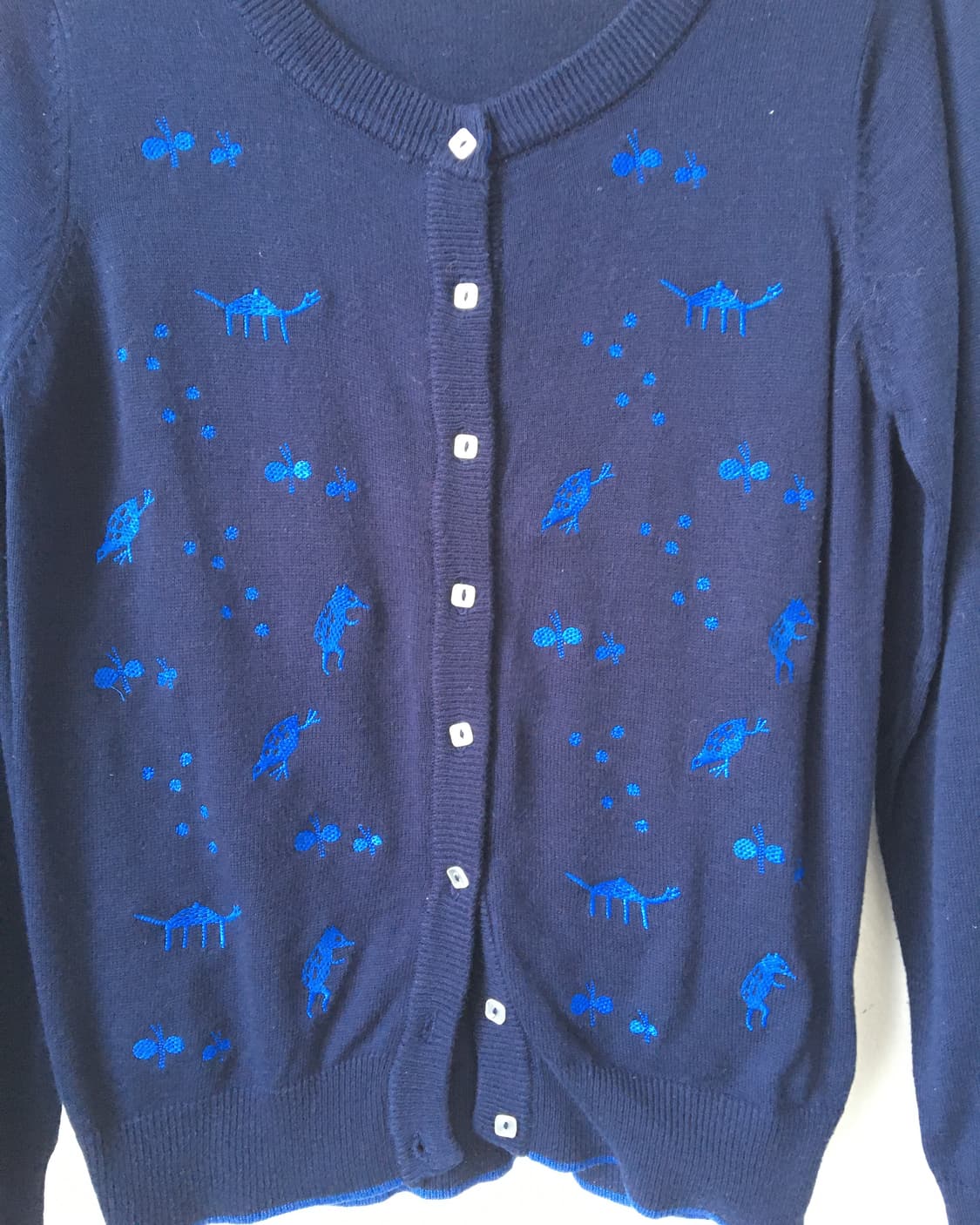 Embroidery point knit cardigan 상품이미지4