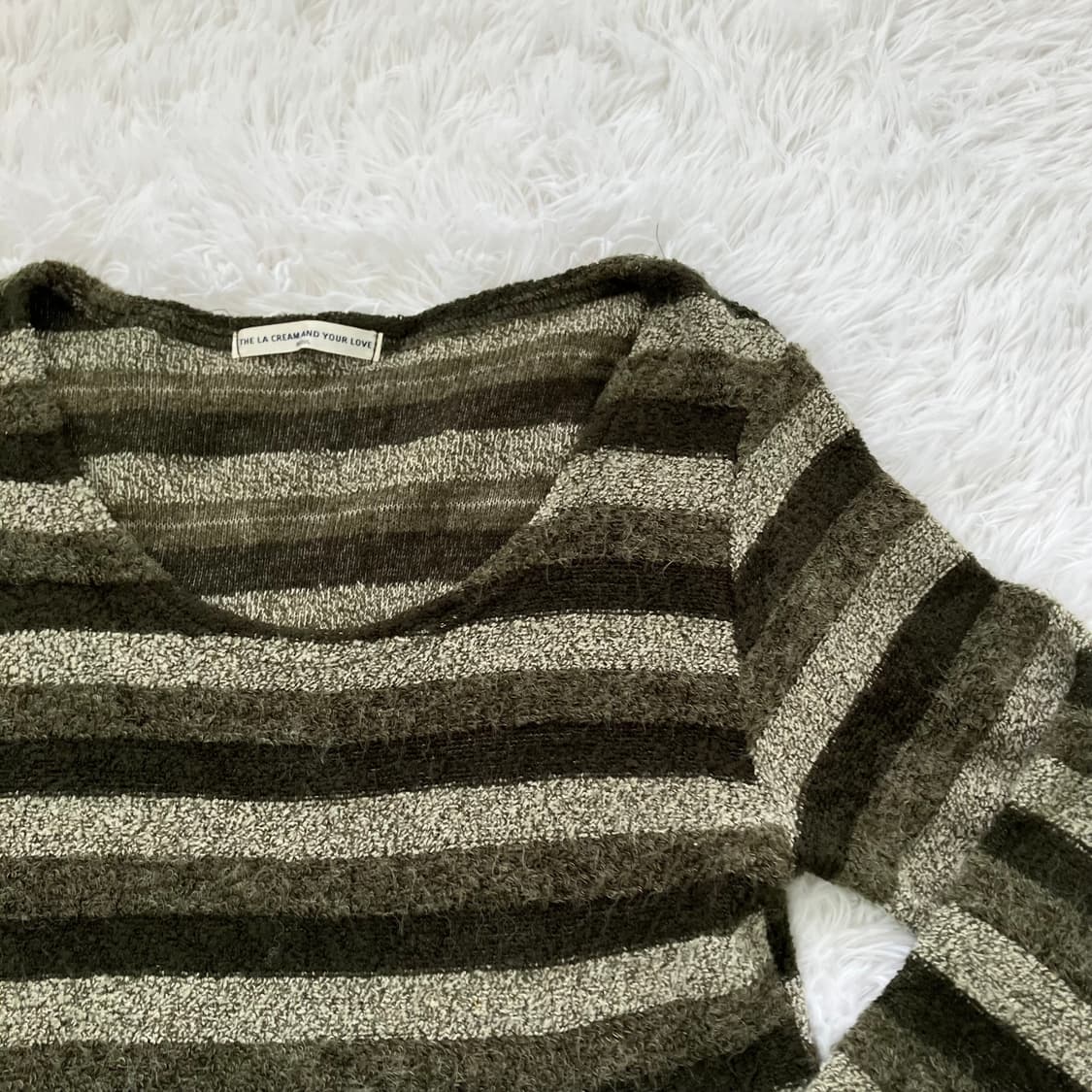 빈티지 카키 스트라이프 니트 긴팔 953 y2k 스트릿 갸루 펑키 일본빈 상품이미지2