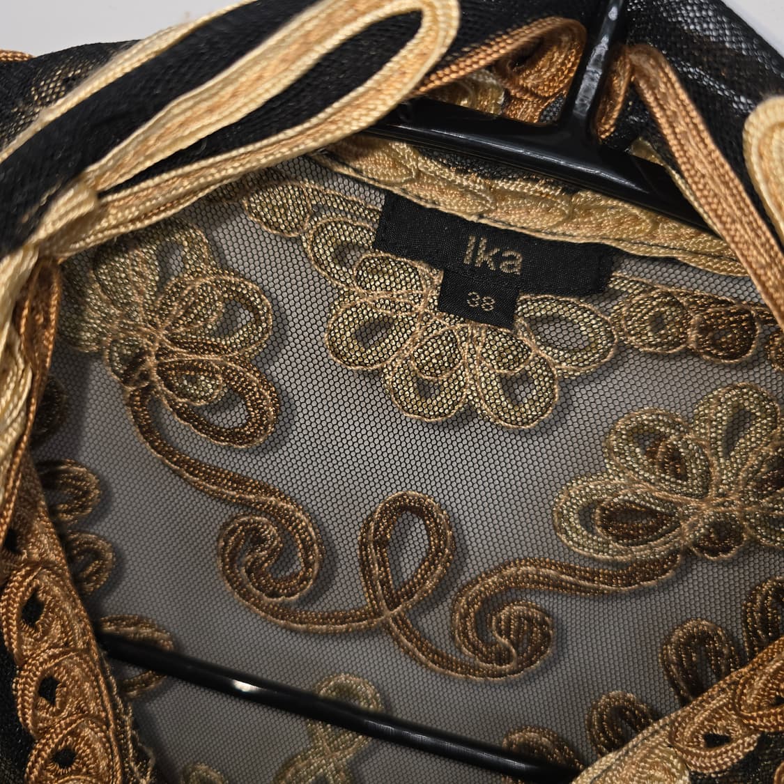 시스루 자수 패턴 블랙 메쉬 브라우스 상품이미지10