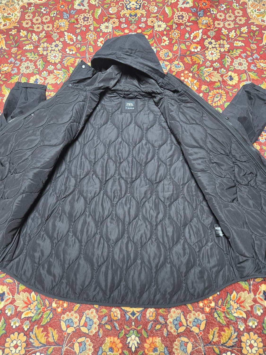 자라(ZARA) 후드 퀼팅 레이어드 자켓  오버핏(블랙 / L) 상품이미지6