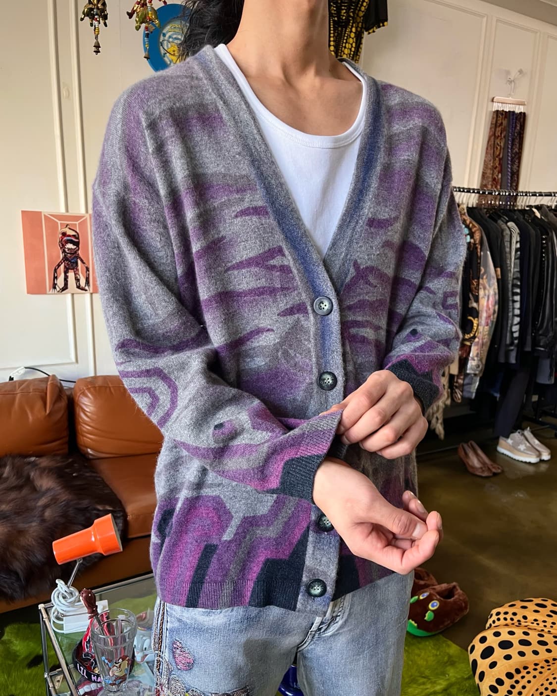 1990s KRIZIA Poi Itlay Angora Cardigan 상품이미지3