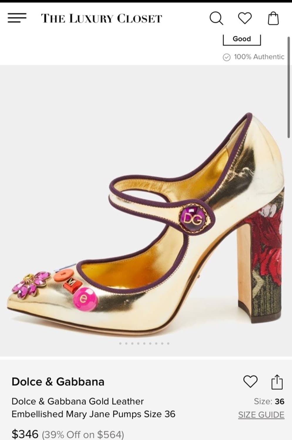 정품 36.5) 돌체앤 가바나 실버 실크 패턴 자수 펌프스 구두 상품이미지6