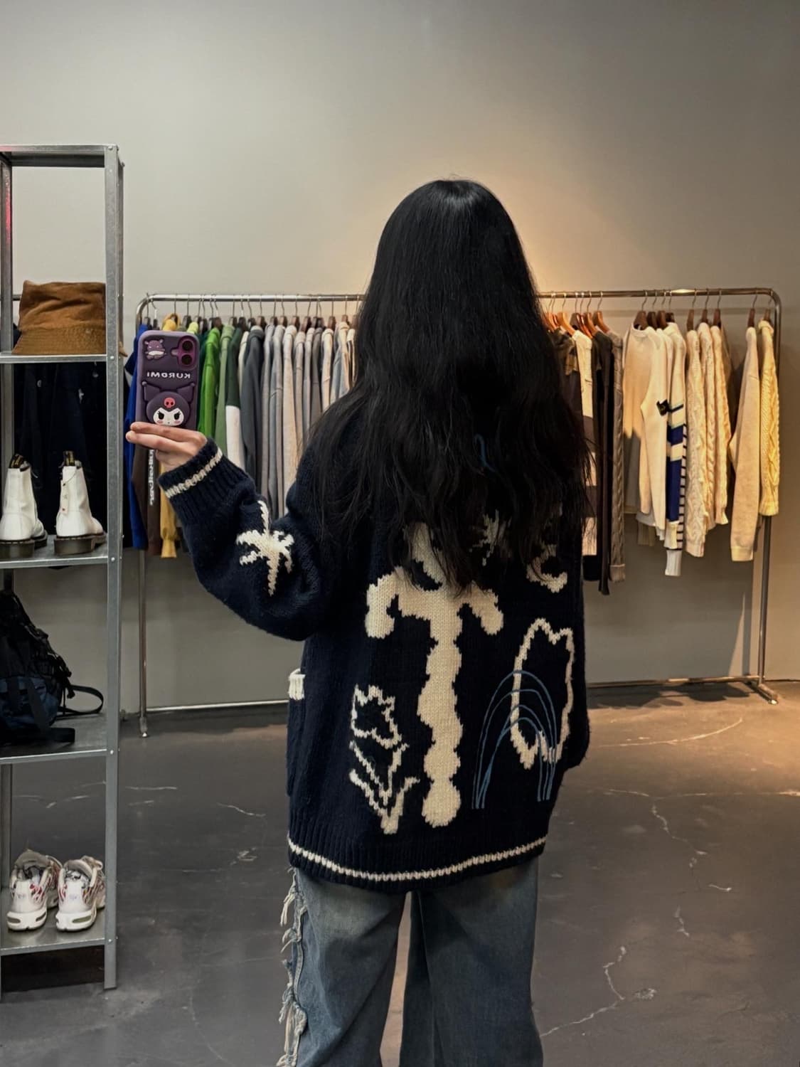 팔렛 드로잉 가든 카우치 네이비 니트집업 A2768 상품이미지2