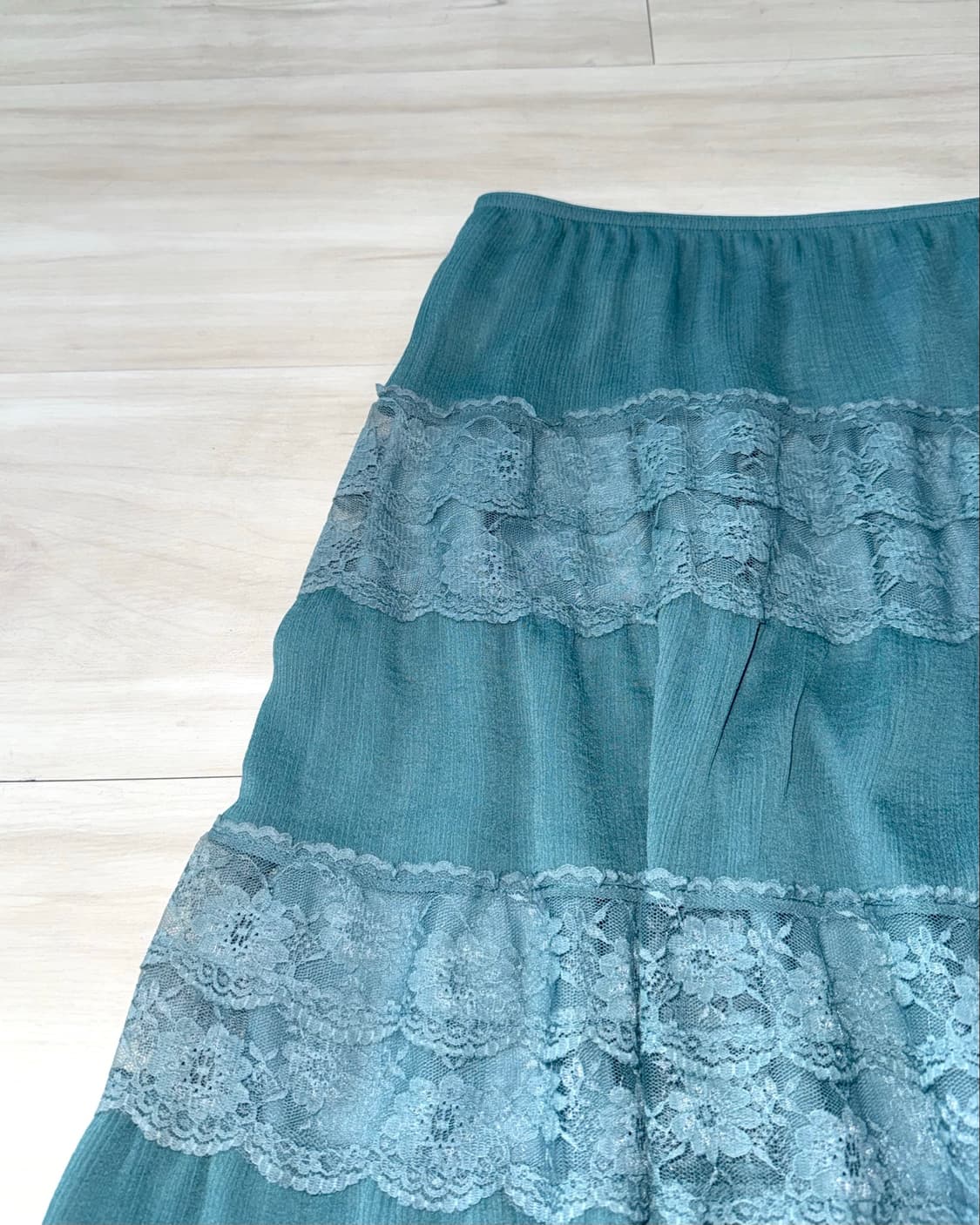 L'EST ROSE Teal Blue Lace Skirt 상품이미지6