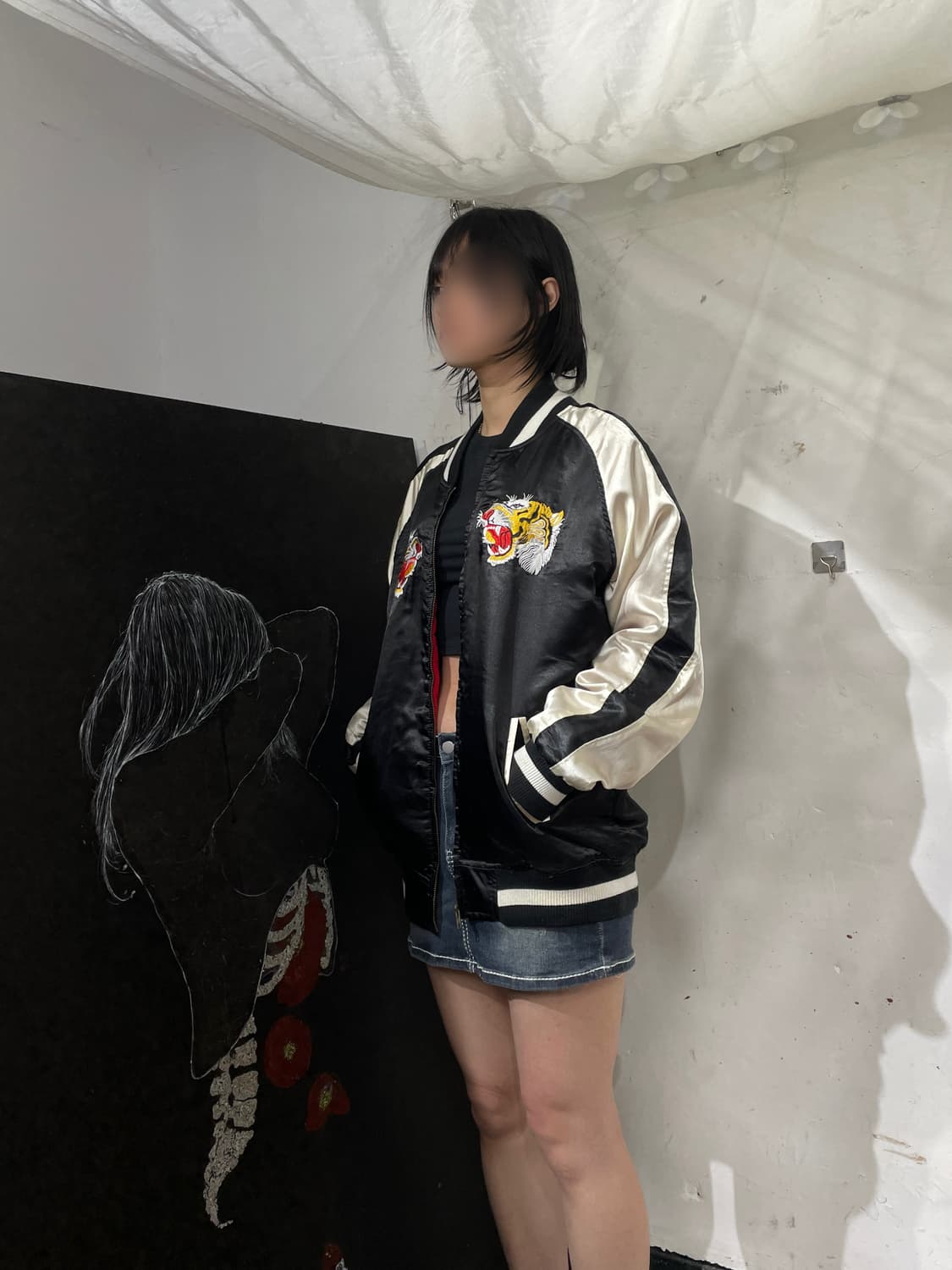 빈티지 Japan 호랑이 자수 스카잔 오버핏 스카쟌 L 상품이미지3