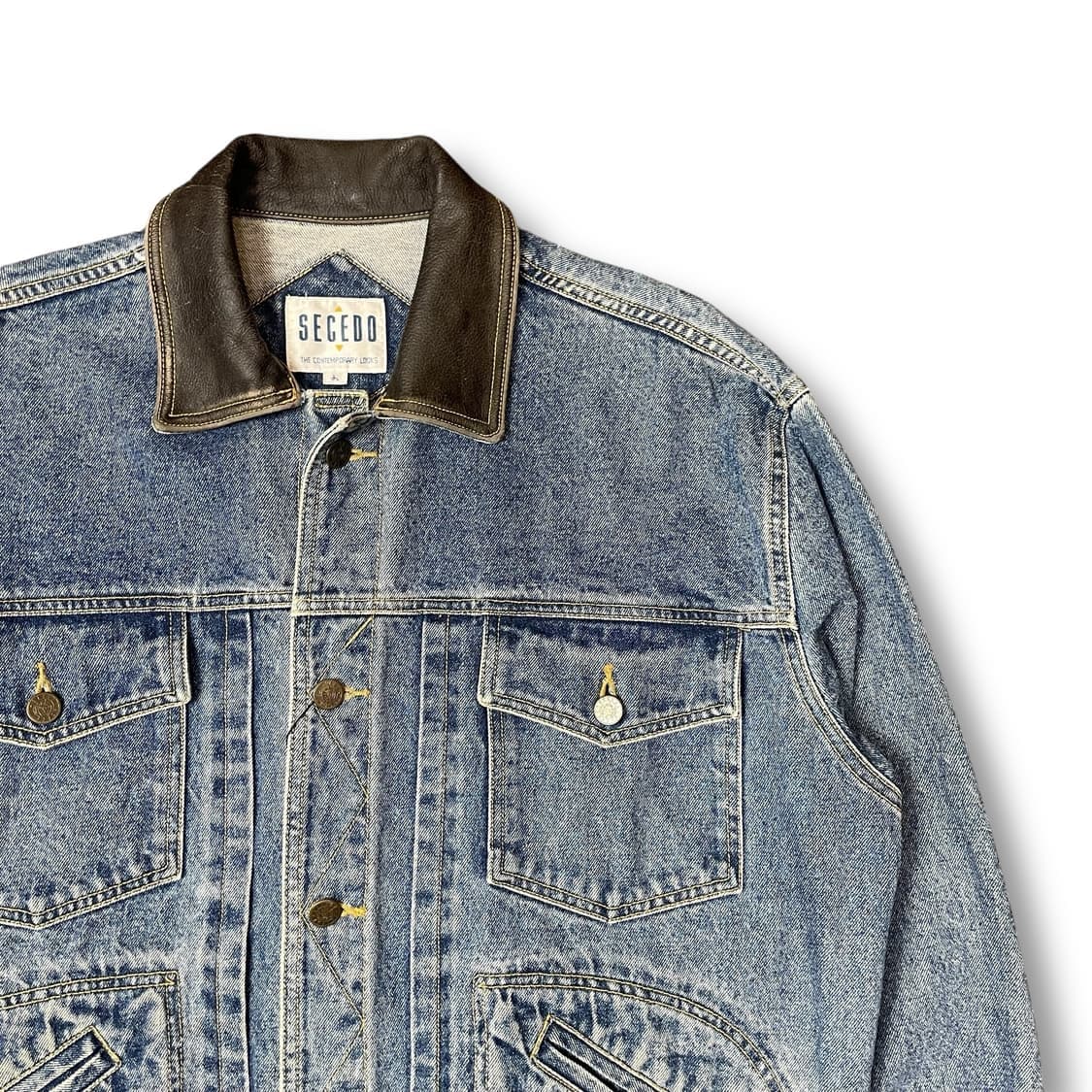 SECEDO 레더카라 데님 트러커 자켓 L 상품이미지3