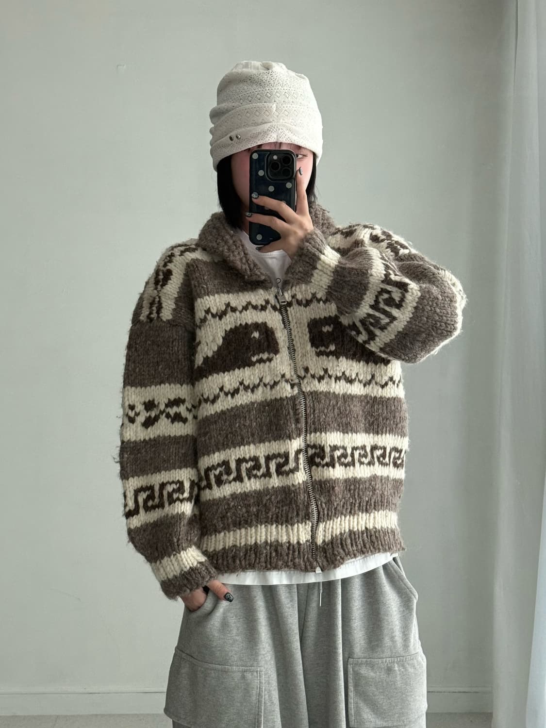 빈티지 웨일 코위찬 집업 상품이미지1