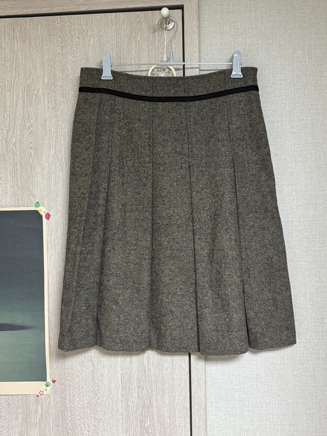 마루 빈티지 브라운 울 핀턱 미디 스커트 상품이미지4