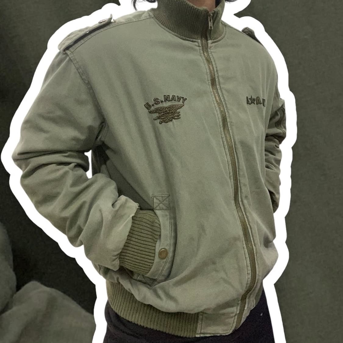 밀리터리 네이비씰자수 공군패치 야상자켓 L 상품이미지1