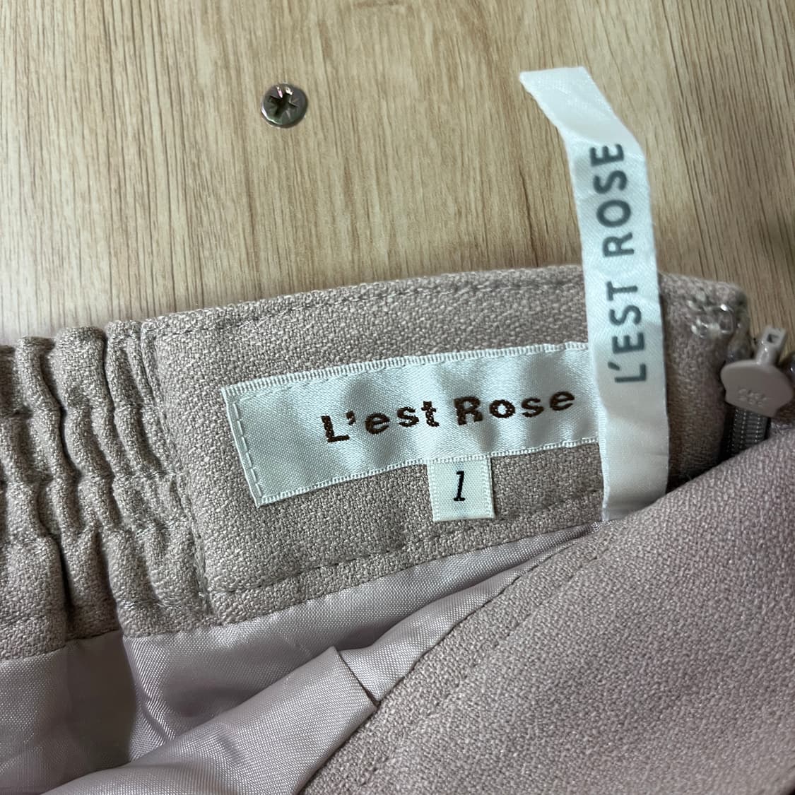 빈티지 | 레스트로즈 핑크 베이지 레이스 미디 스커트 히메갸루 로걀 상품이미지3