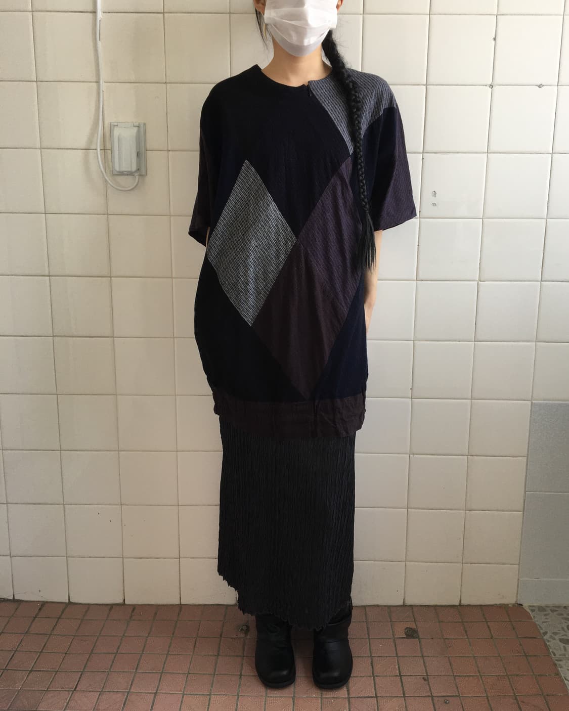 Zipper point diamond pattern top 상품이미지9