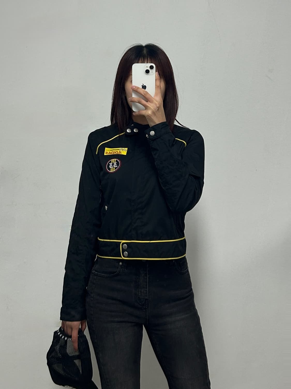 아디다스 올드스쿨 크롭 레이싱 바람막이 자켓 블랙 상품이미지1