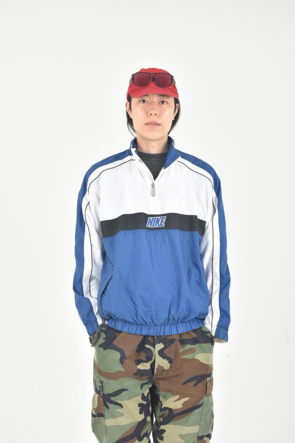 90S 레어 나이키 스우시 바람막이 반집업 아노락 점퍼 L N0468 상품이미지2