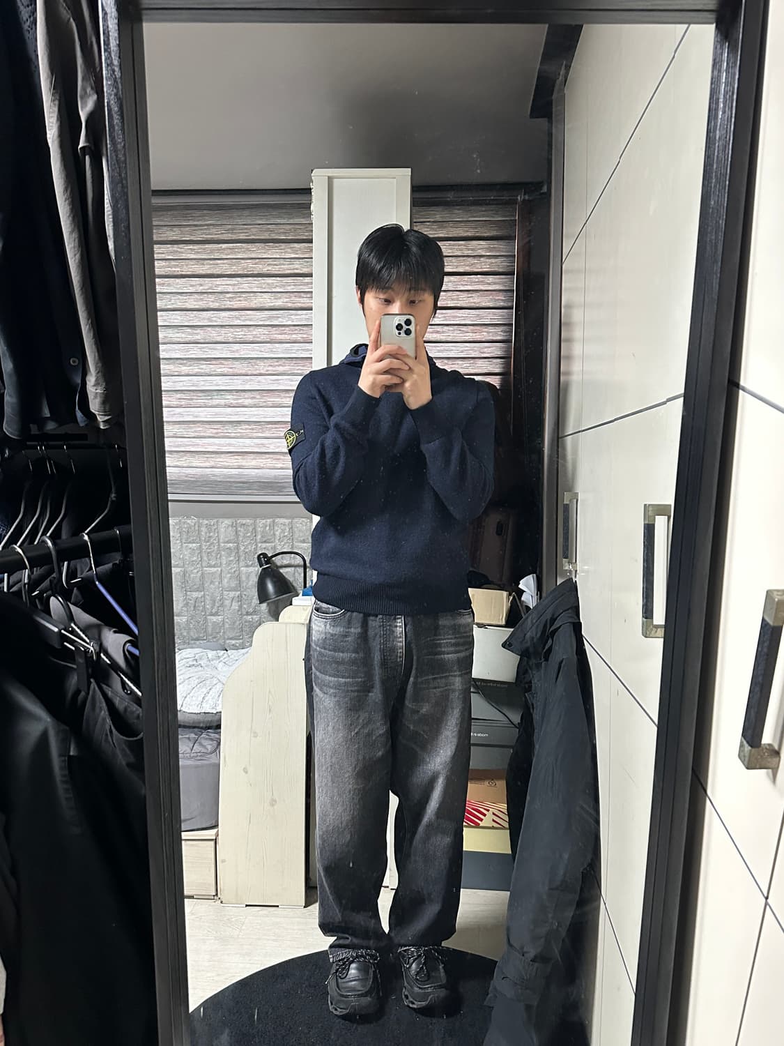 (백화점판) 스톤아일랜드 울 나일론 후디 집업 아노락 니트 L 상품이미지1