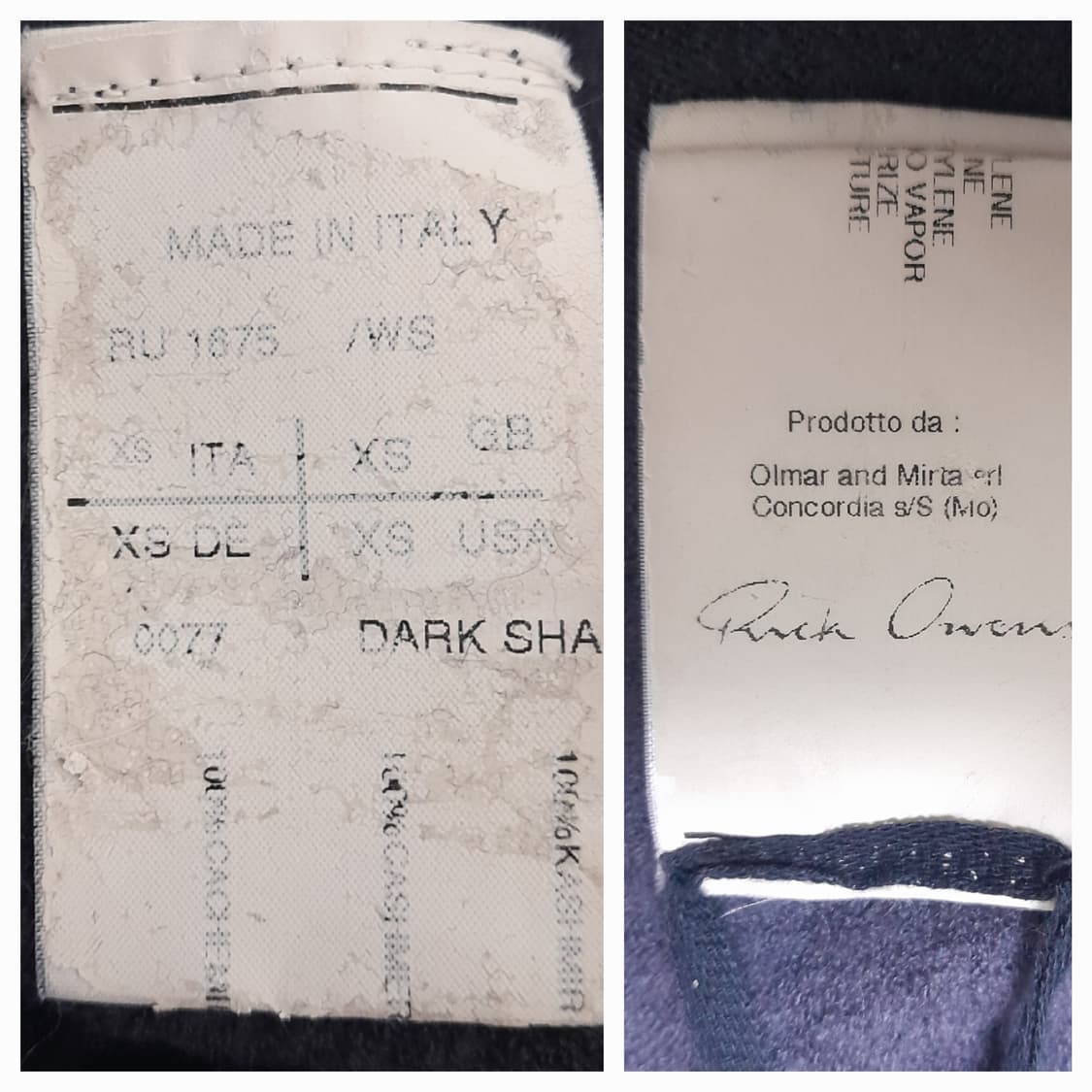 릭오웬스 다크쉐도우 렙업 캐시미어 가디건 XS 상품이미지10