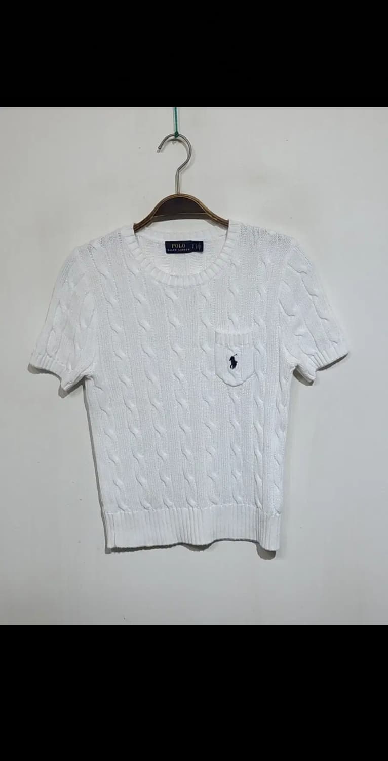 (S) 랄프로렌 폴로 케이블 반팔니트 화이트 꽈배기 스웨터  상품이미지1