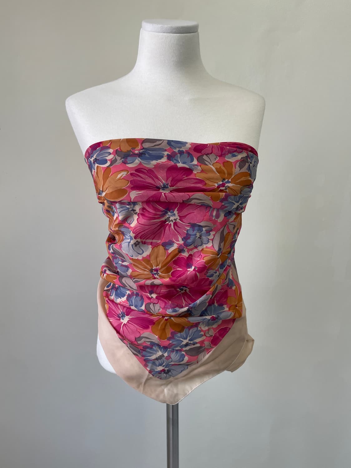 빈티지 실크 플로럴 아트 드레이프 스카프  J04417 상품이미지2