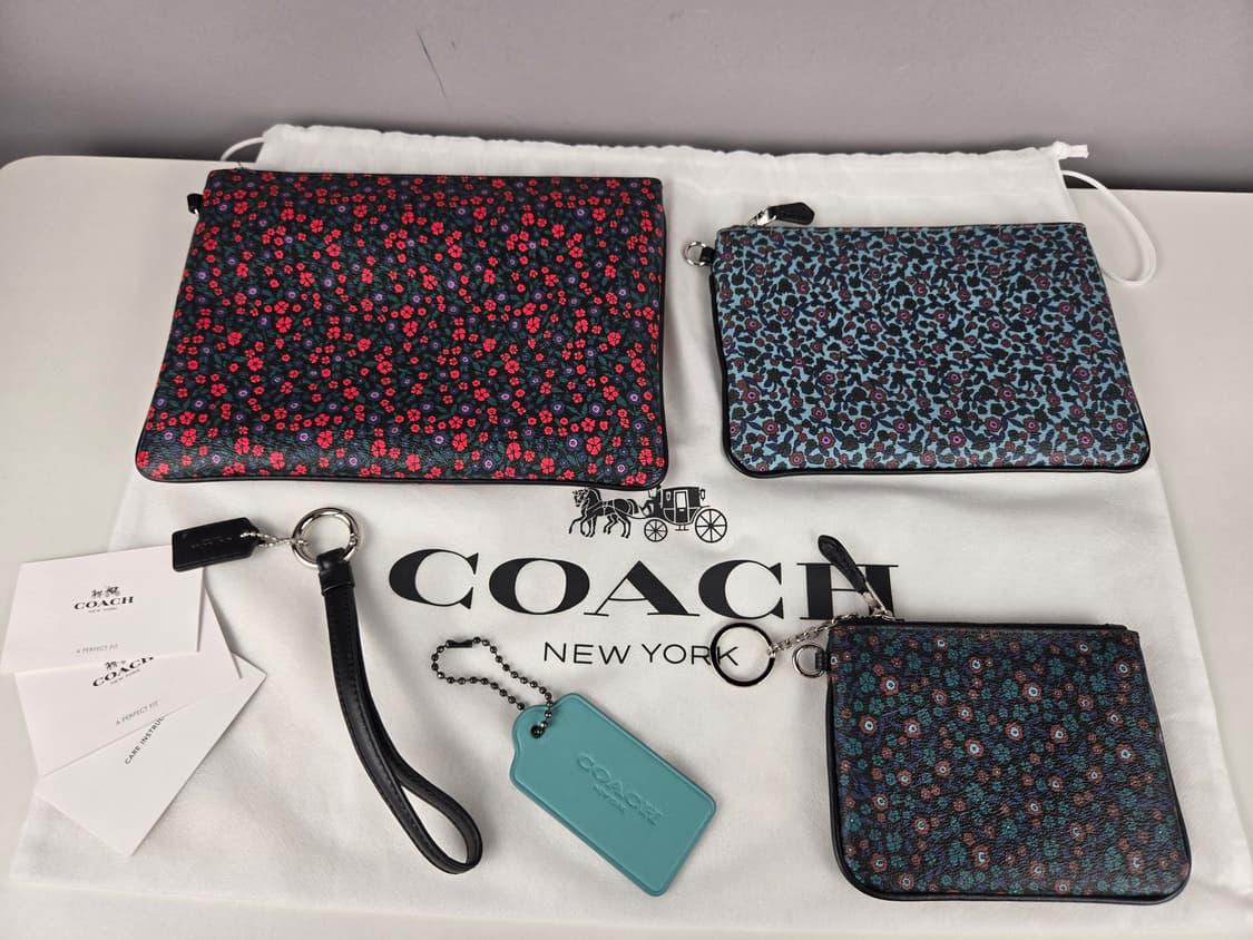 COACH 코치 트리오 파우치 플라워 트리플 잔꽃 클러치 세트 상품이미지2