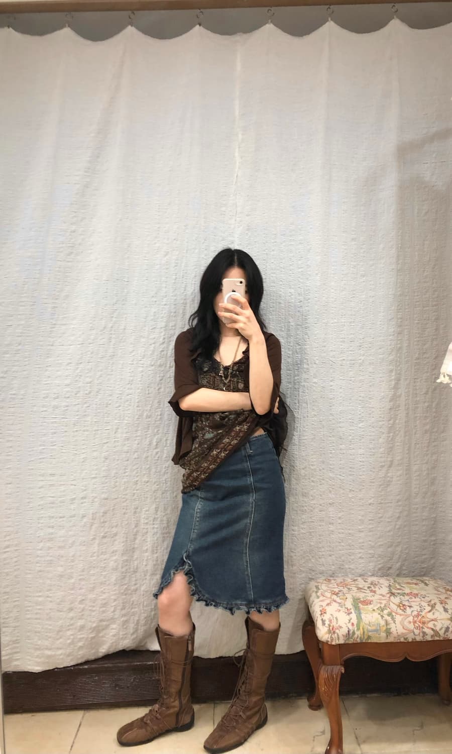 blue echo frill midi skirt 상품이미지2