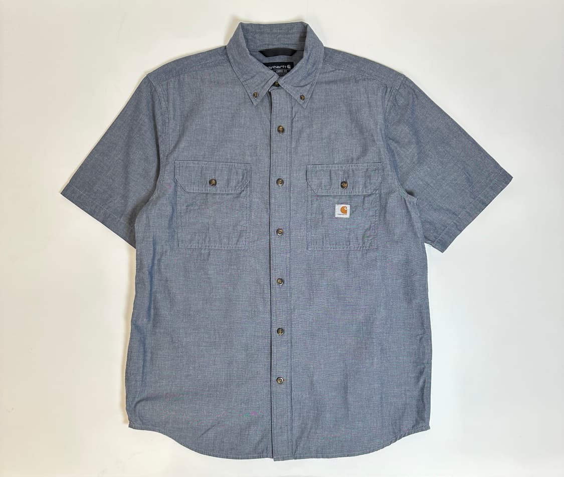 칼하트 CARHARTT 루즈핏 투포켓 샴브레이 데님 반팔셔츠 상품이미지1