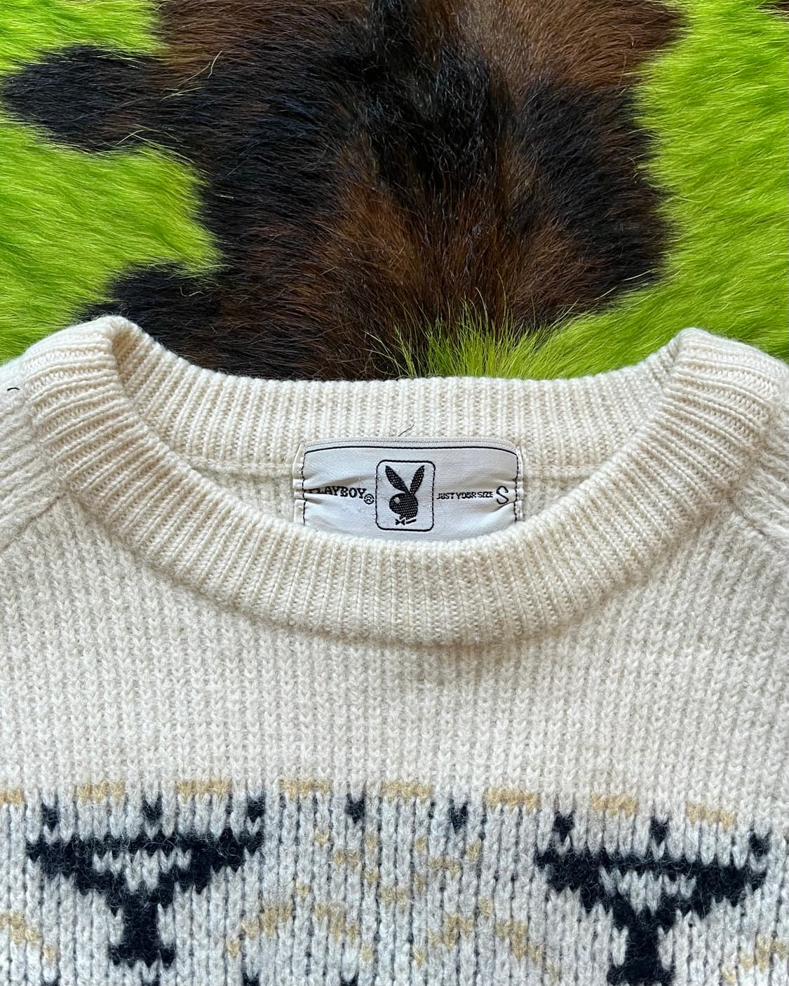 1990s Playboy Bunny Pattern Wool Sweater 상품이미지5