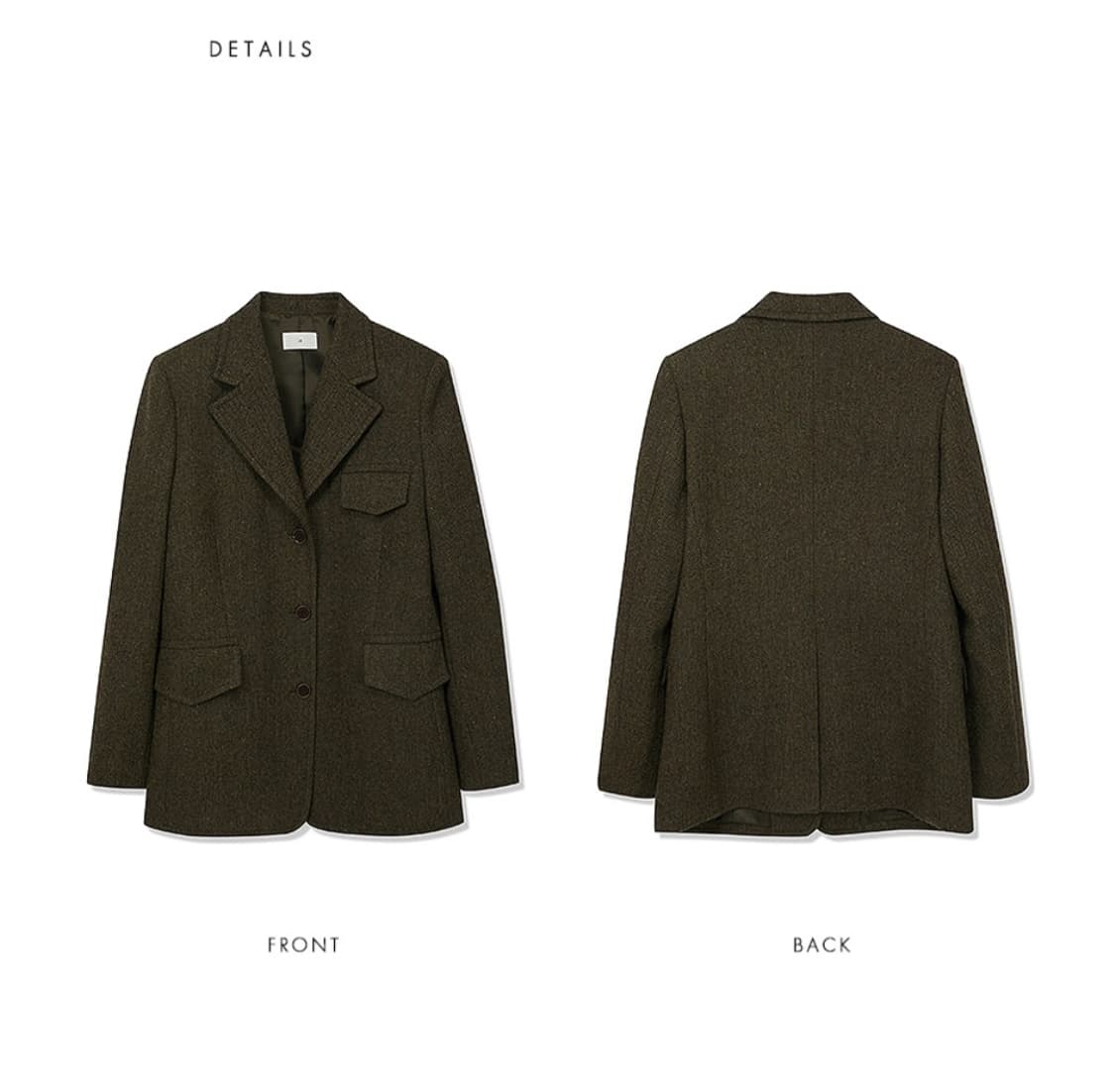 정가 278,200원) LE 울 헤링본 오버핏 자켓 카키 상품이미지4