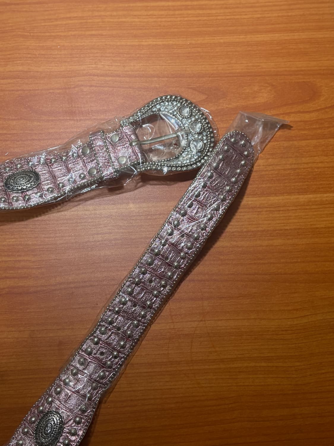 쇠맛 핑크 큐빅 포인트 빈티지 벨트 상품이미지3