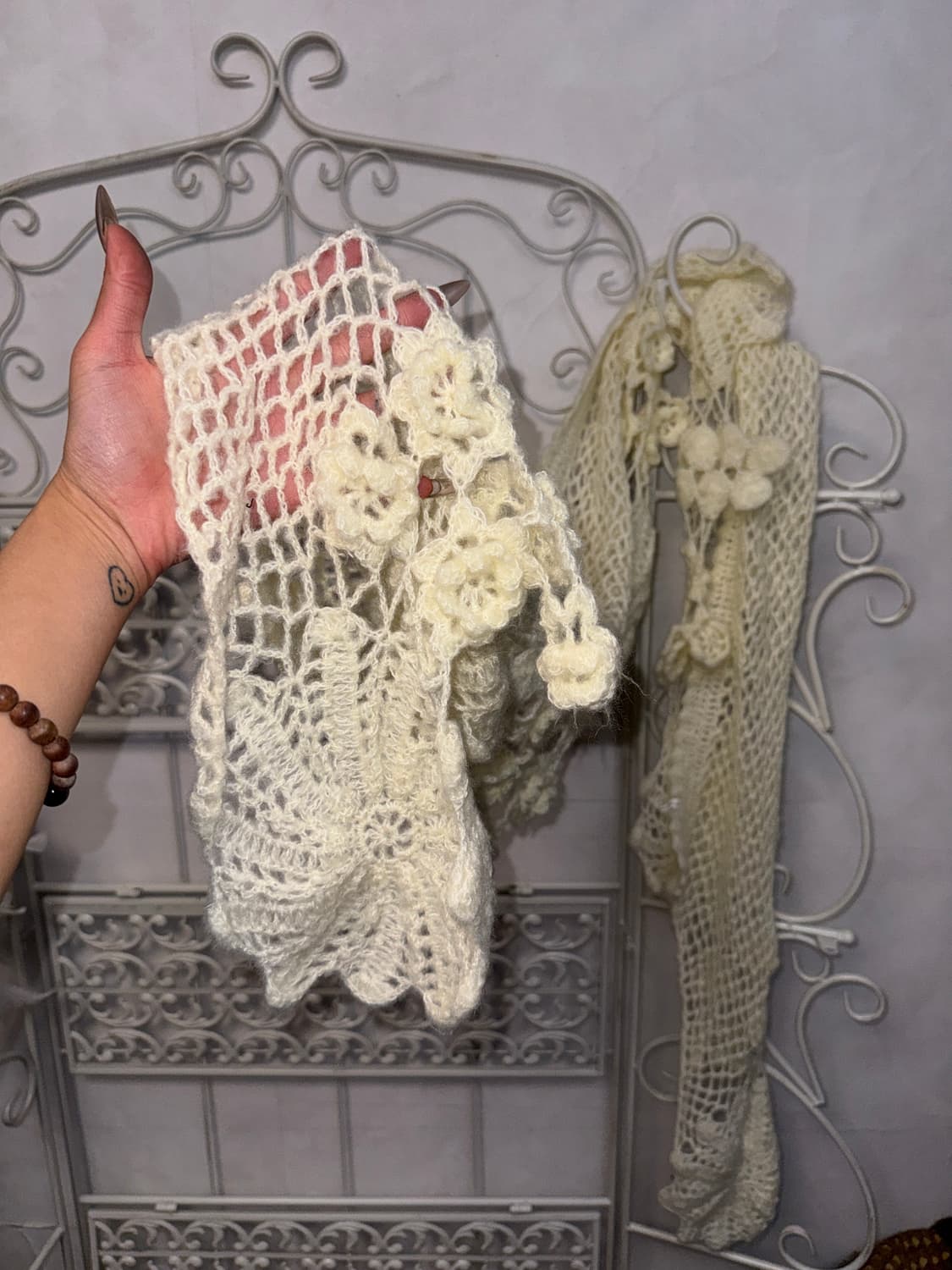 Ivory flower crochet net muffler 상품이미지3