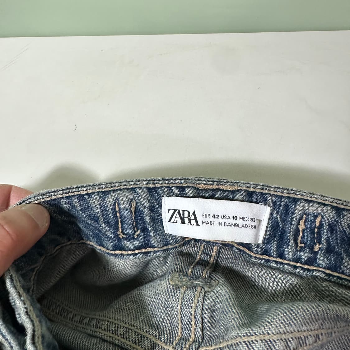 L-XL 자라 맨 빈티지워시드 와이드핏 카고 버클 데님팬츠 상품이미지7