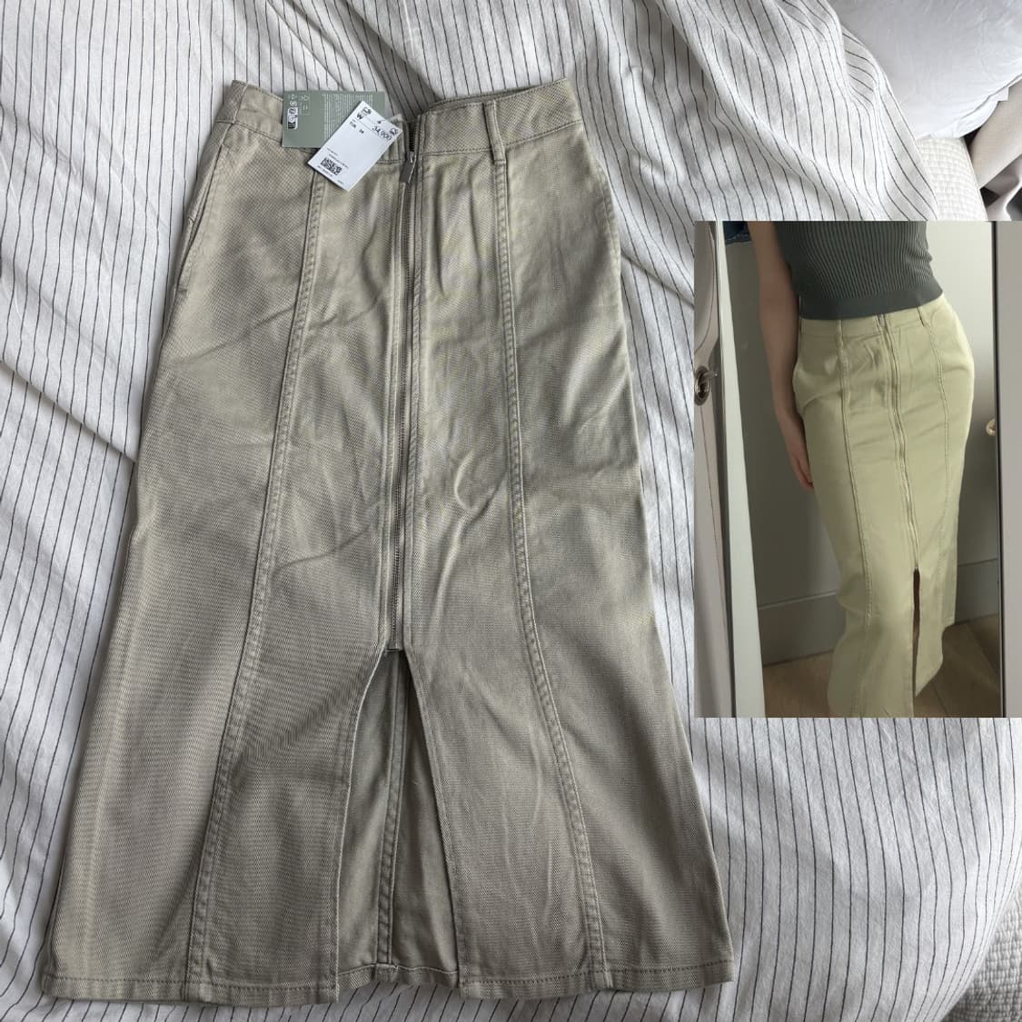 H&m 새상품)빈티지 무드 지퍼 스커트 상품이미지1