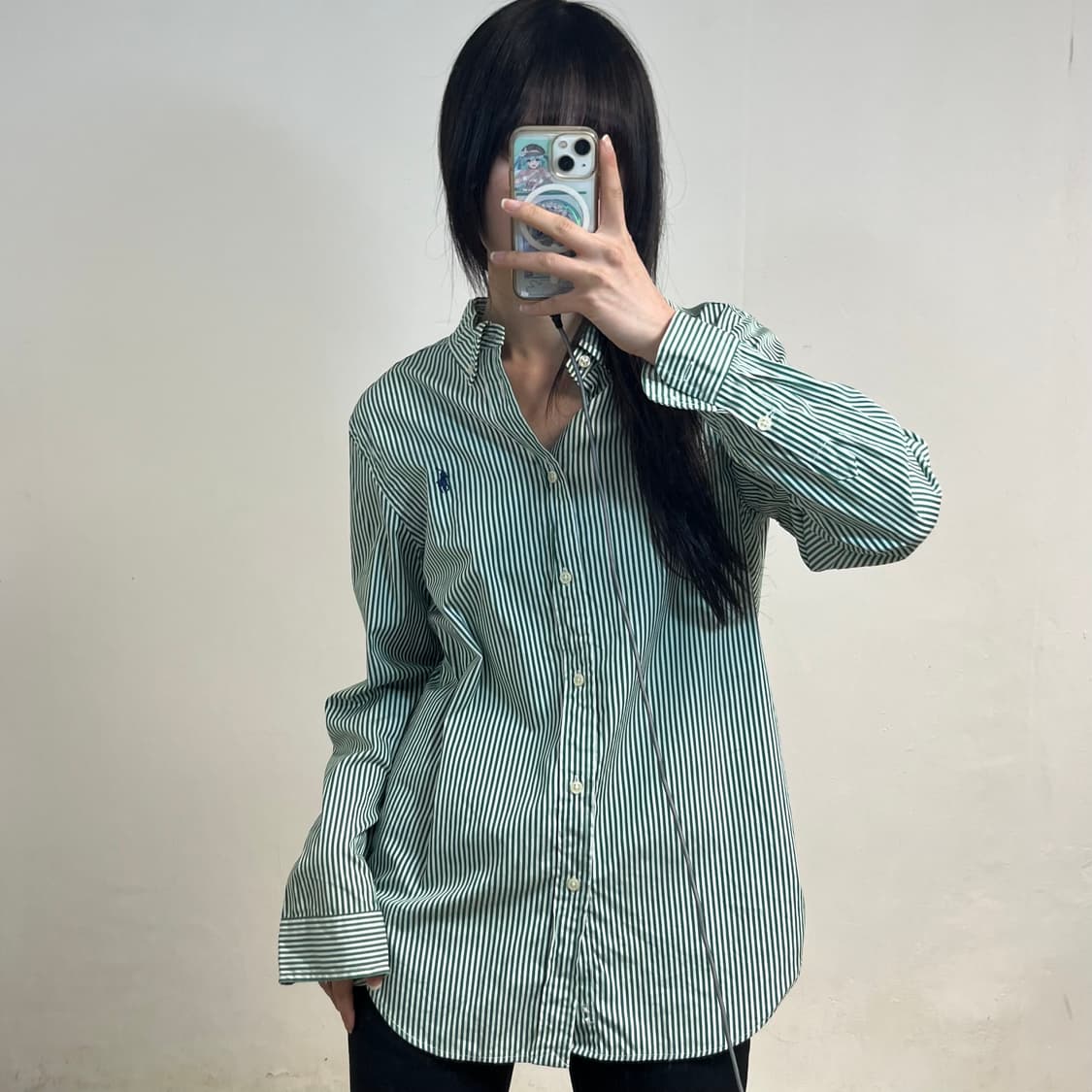 Polo Ralph Lauren green stripe shirt 상품이미지1