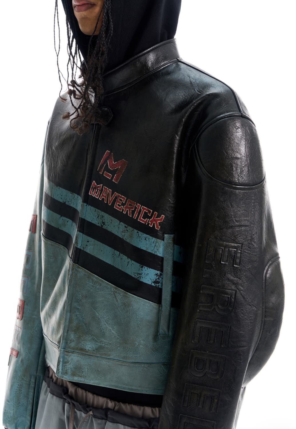 Black Maverick Hooded Leather Jacket 상품이미지8