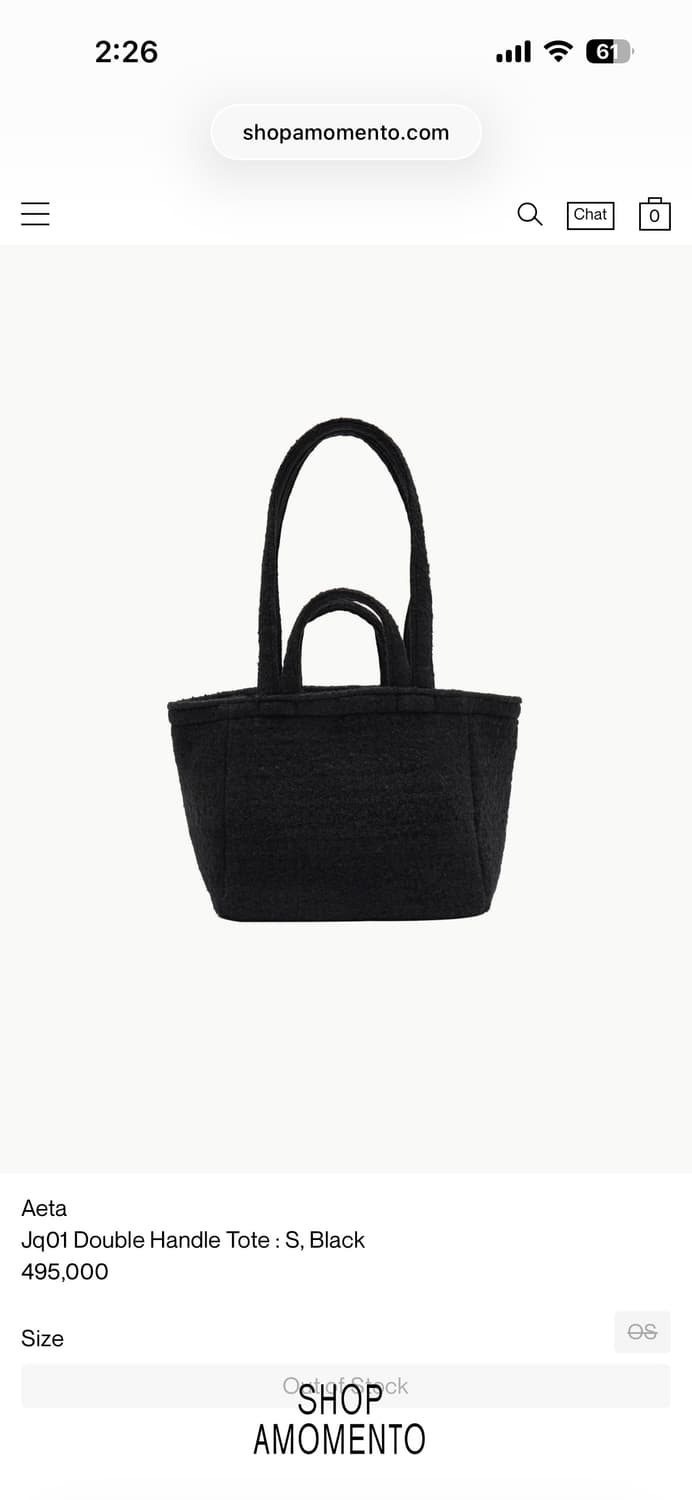 아에타 Jq01 Double Handle Tote : S, Black 상품이미지1