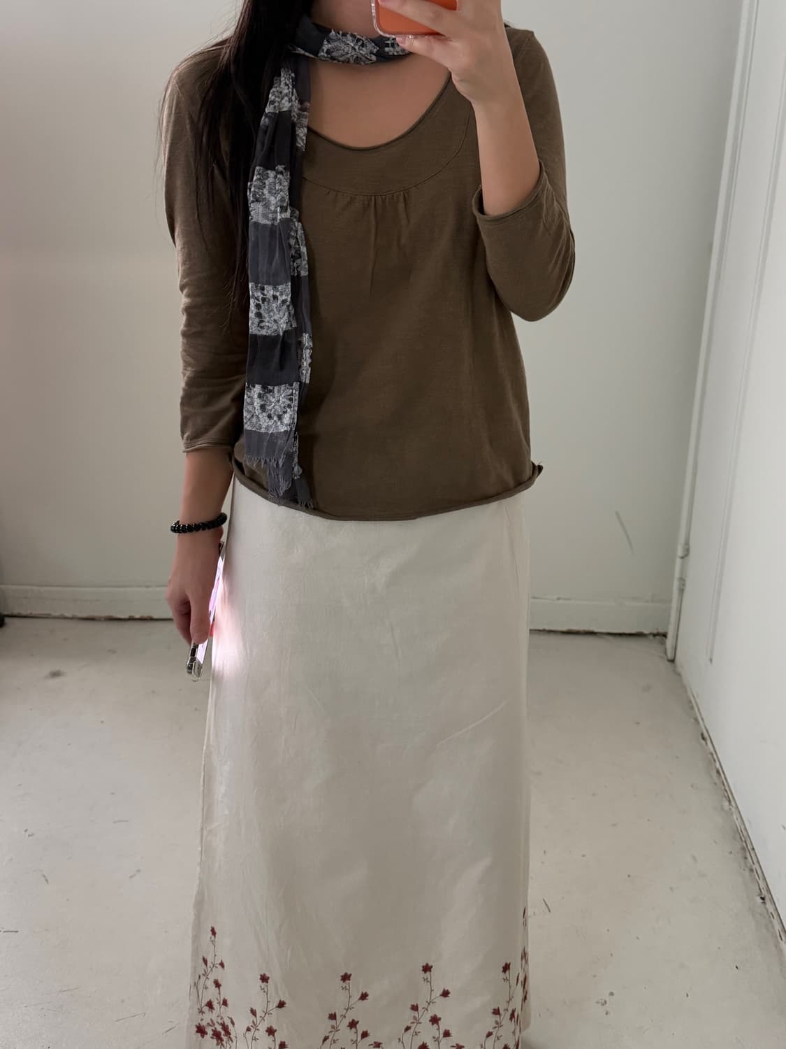 일본빈티지 모리 카키 스쿱넥 티셔츠 상품이미지3