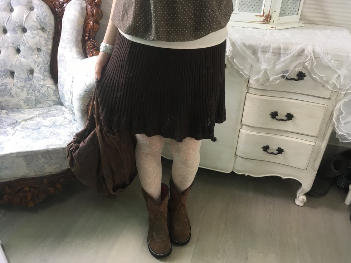 빈티지 브라운 니트 플리츠 스커트 상품이미지8