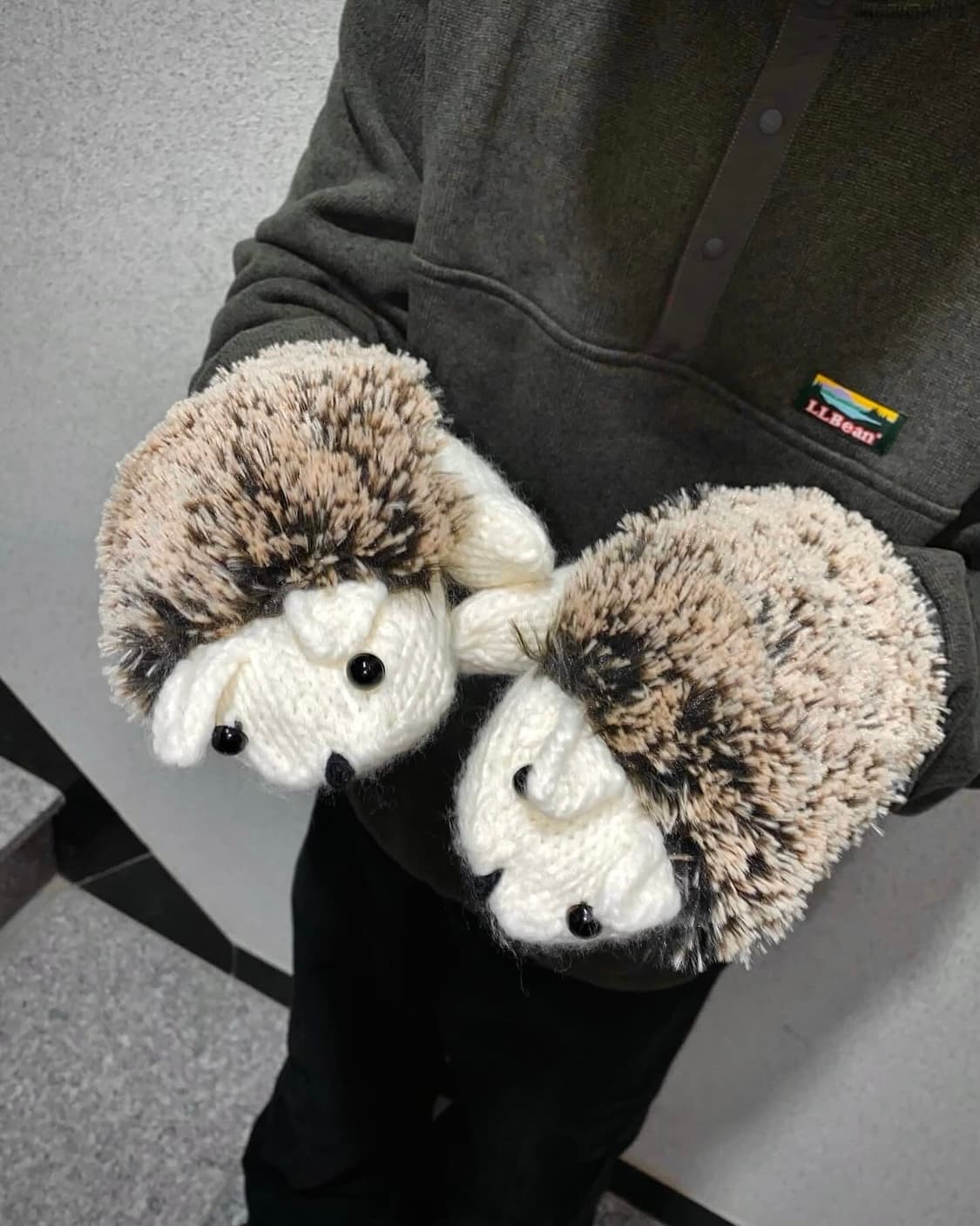 빈티지 고슴도치 애니멀 니트 플리스 벙어리 장갑 인형 상품이미지1