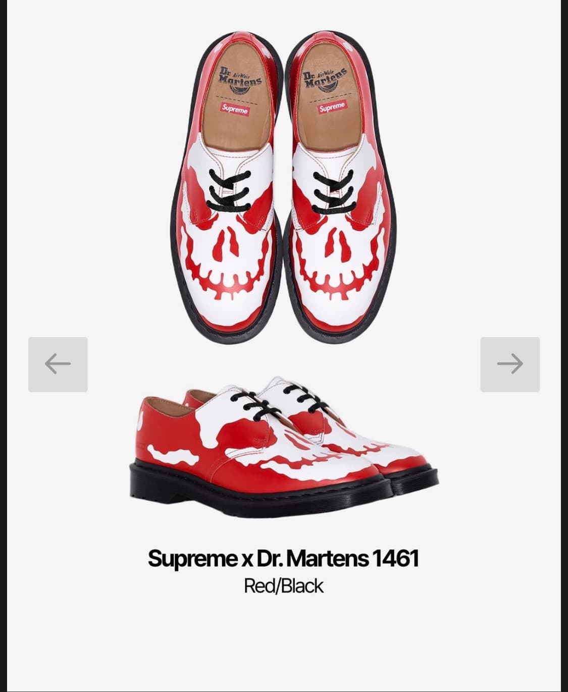 슈프림 닥터마틴 1461 스컬페이스 사이즈 270 상품이미지2