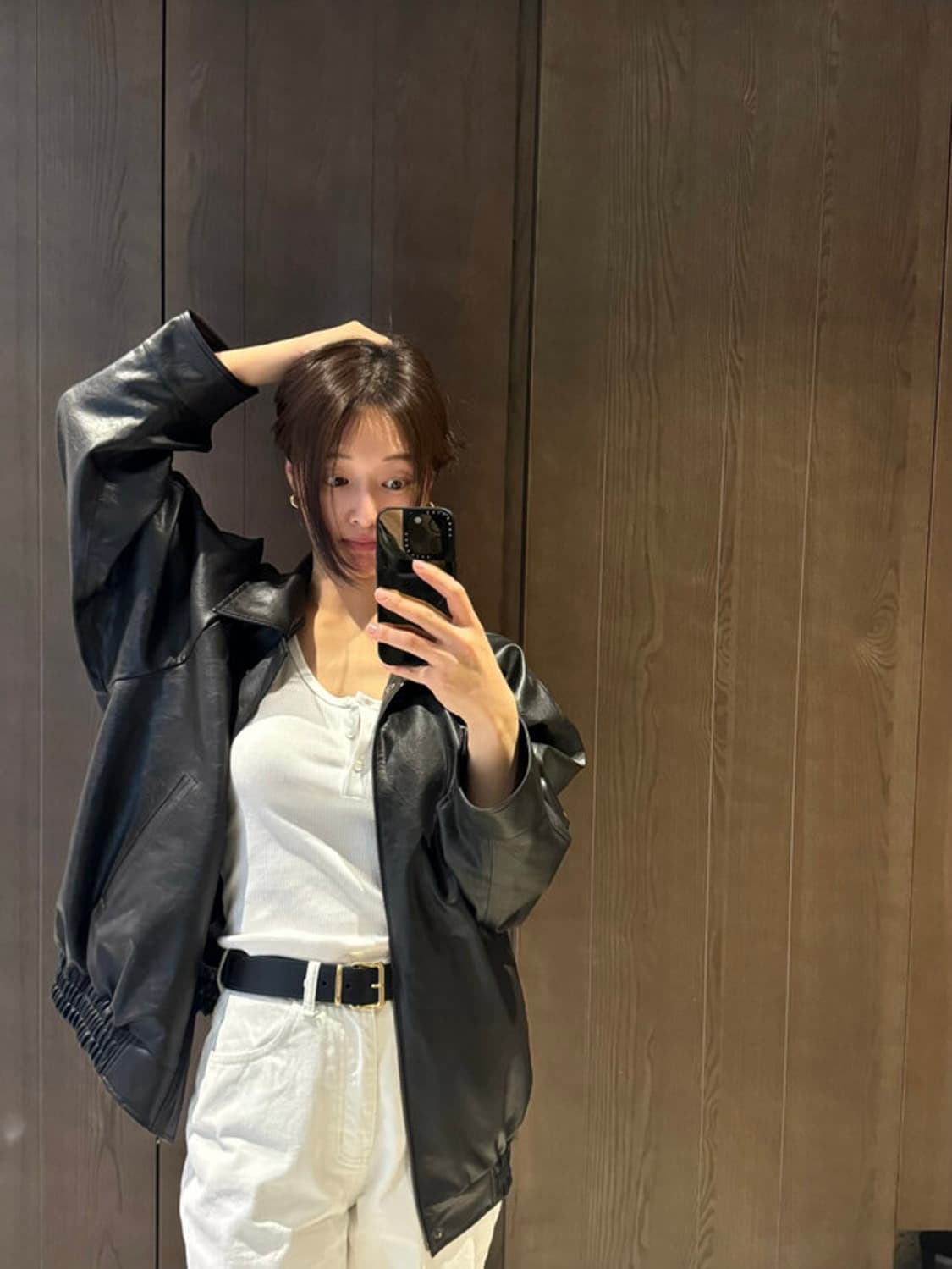 새상품 츄니토리 레더풀업자켓 숏 블랙 상품이미지1