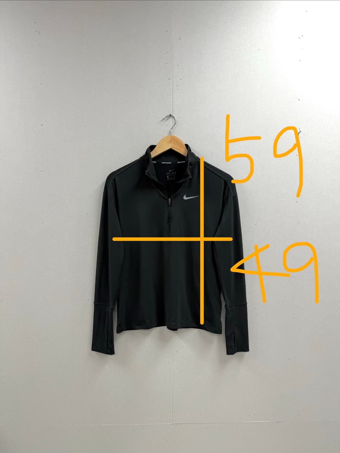 여성 S / 나이키 런닝 반집업 티셔츠 블랙 상품이미지2