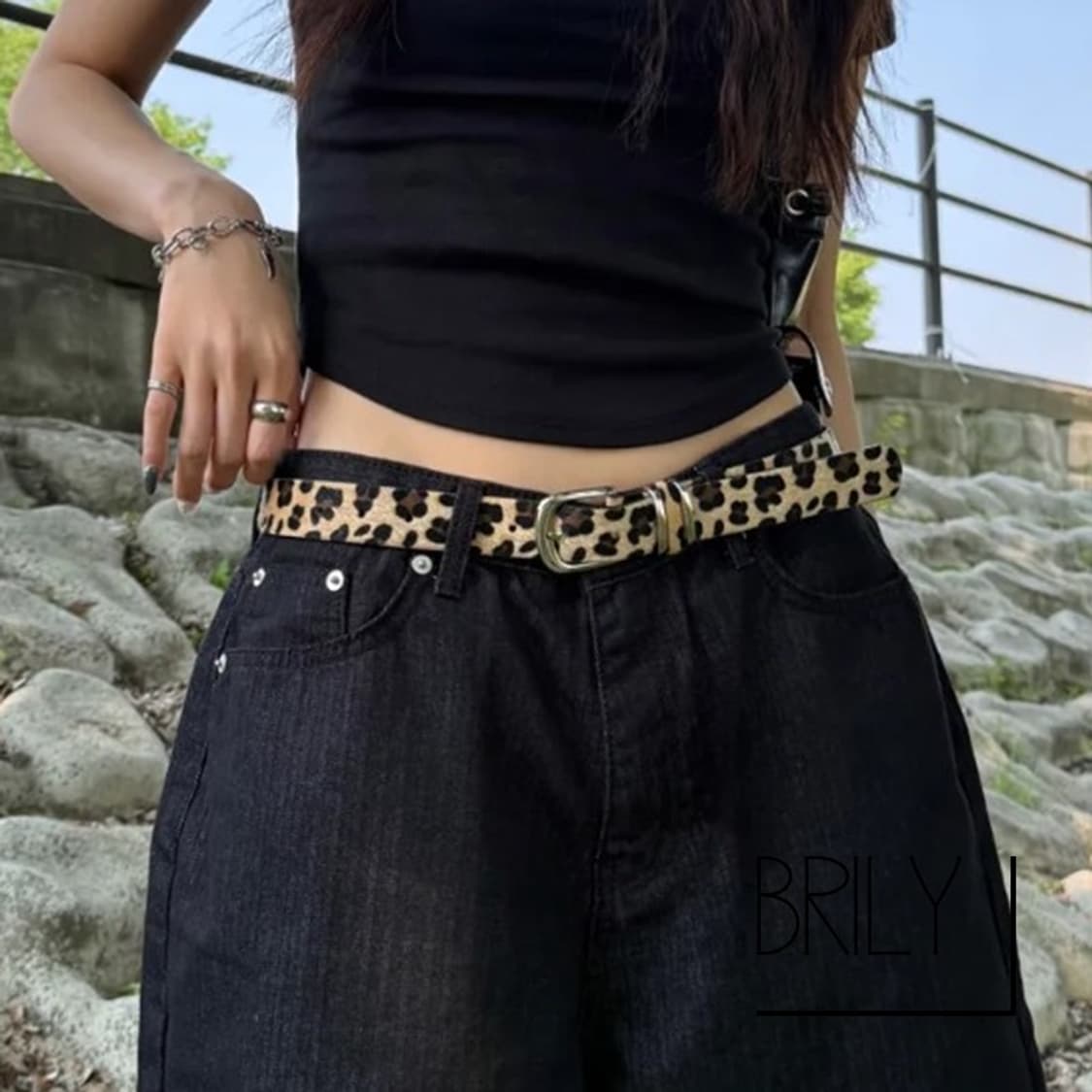 [Unisex] JUN 레오파드 호피 송치털 베이직 벨트 베이지 상품이미지9