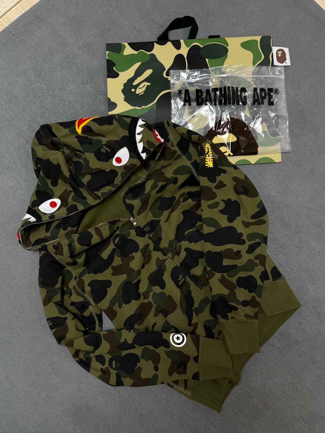 베이프 샤크 후드집업 녹계 M 상품이미지1