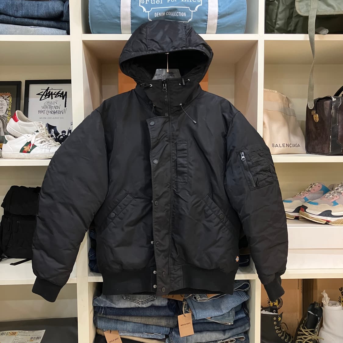 디키즈 블랙 후드 패딩 점퍼 M 상품이미지1