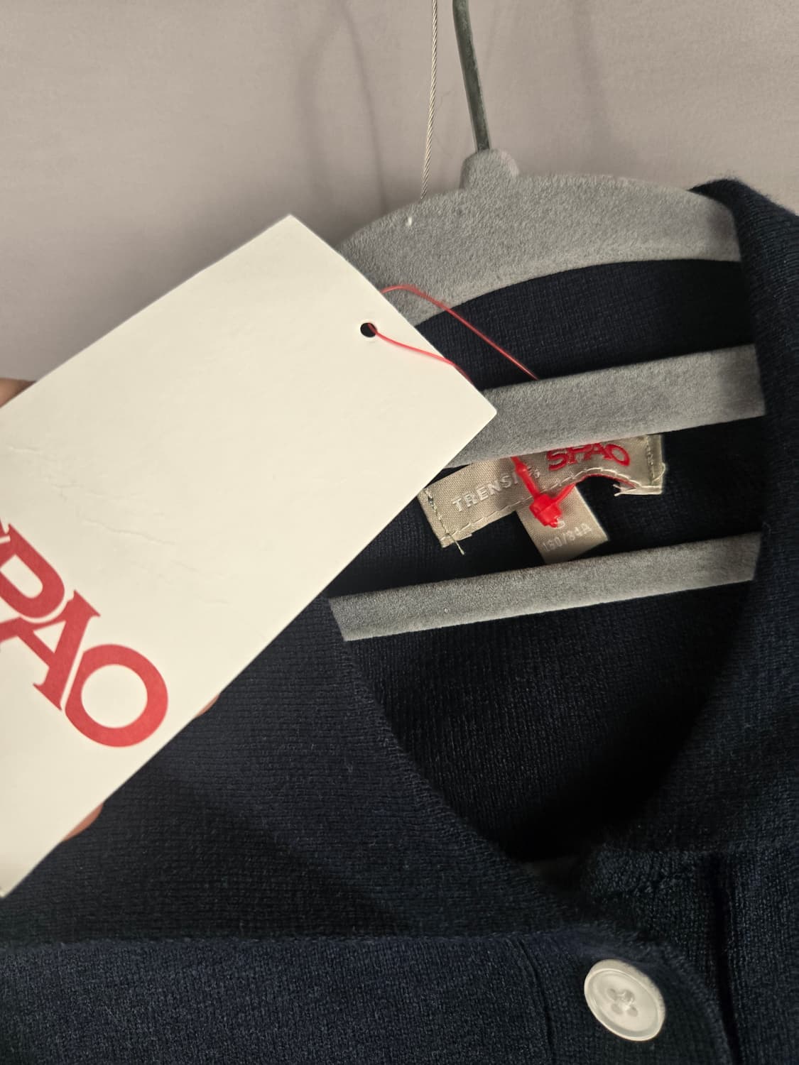 [무료배송]새상품 스파오 S 여성 자수 카라 풀오버 세미 크롭 니트 상품이미지5