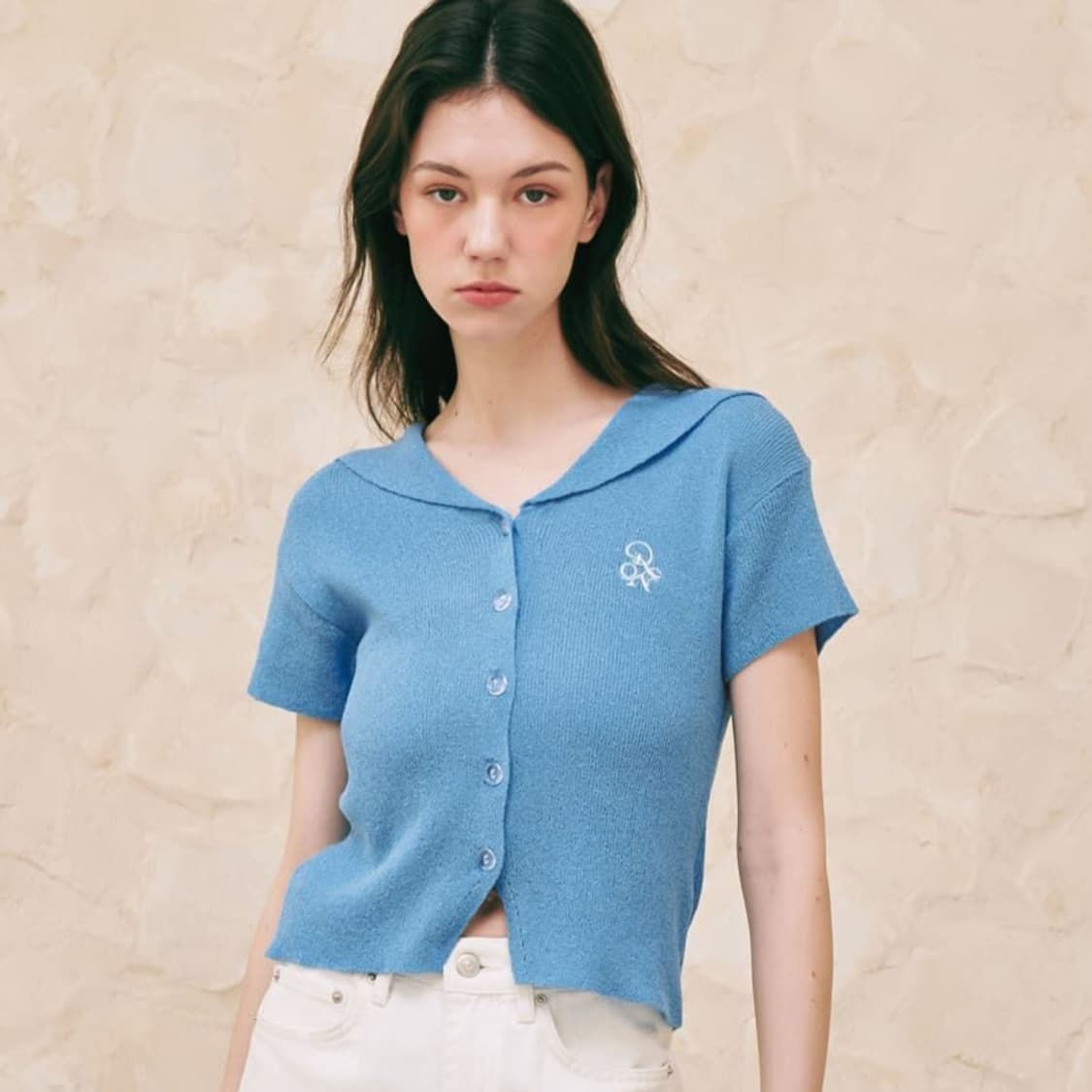 론론(RONRON) 세일러 부클 썸머가디건 55-66 새상품  상품이미지1