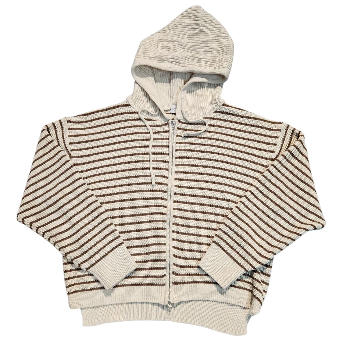 Weekend 핑거홀 스트라이프 후드 니트집업 상품이미지1